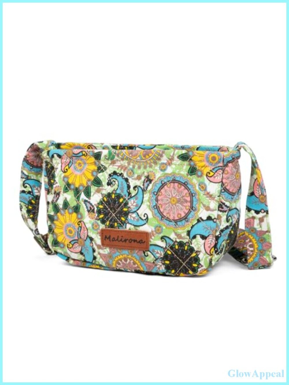 Small Floral Canvas Crossbody Bag Messenger Multi Pocket Travel Purse